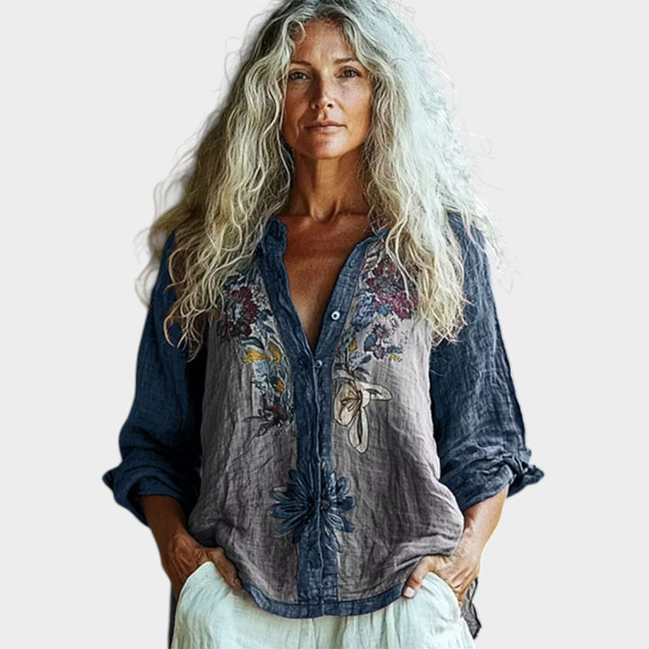 Floral Button-Up Relaxed Blouse