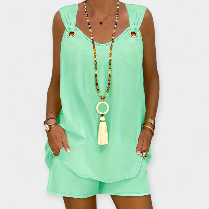 Sleeveless Blouse Set with Shorts