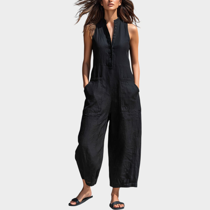 Sleeveless Button‑Front Jumpsuit