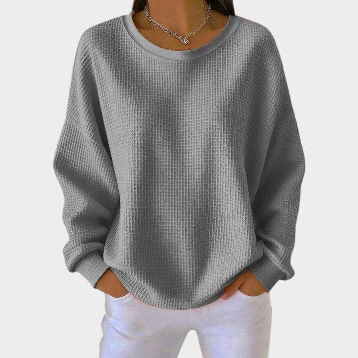 Women's Knit Sweater Round Neck Textured Long Sleeve
