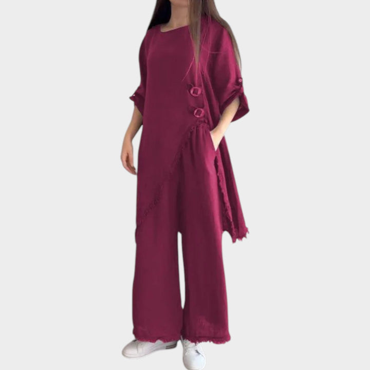 Asymmetric Linen Two-Piece Set