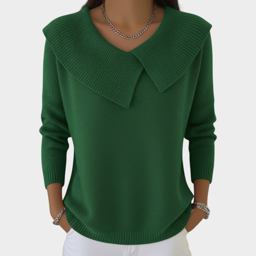 Women's Collared Knit Sweater Oversized Long Sleeve