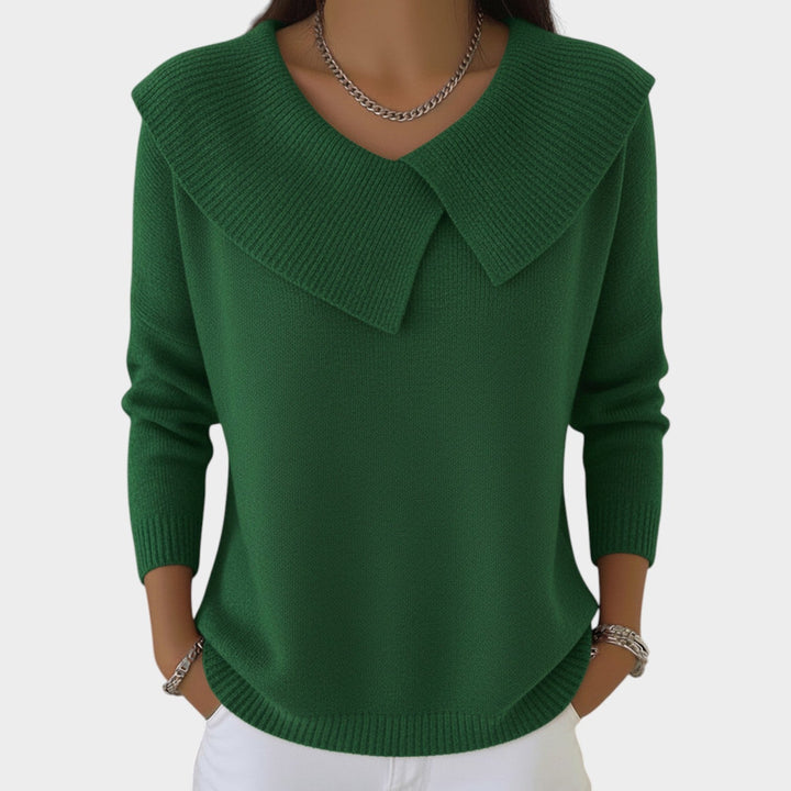 Women's Collared Knit Sweater Oversized Long Sleeve