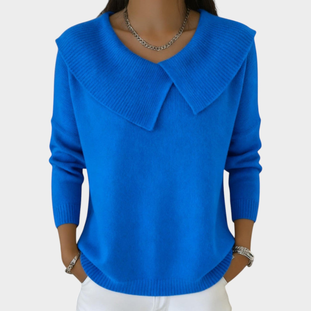 Women's Collared Knit Sweater Oversized Long Sleeve