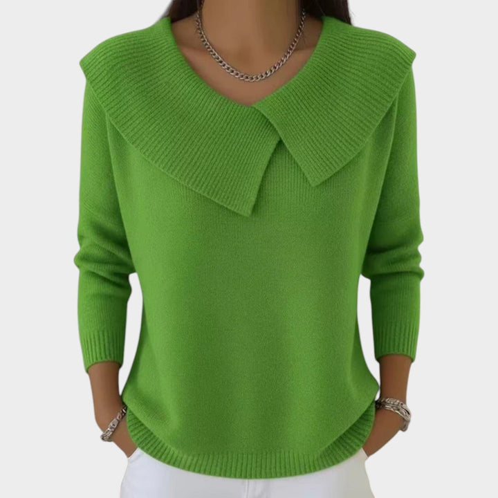 Women's Collared Knit Sweater Oversized Long Sleeve
