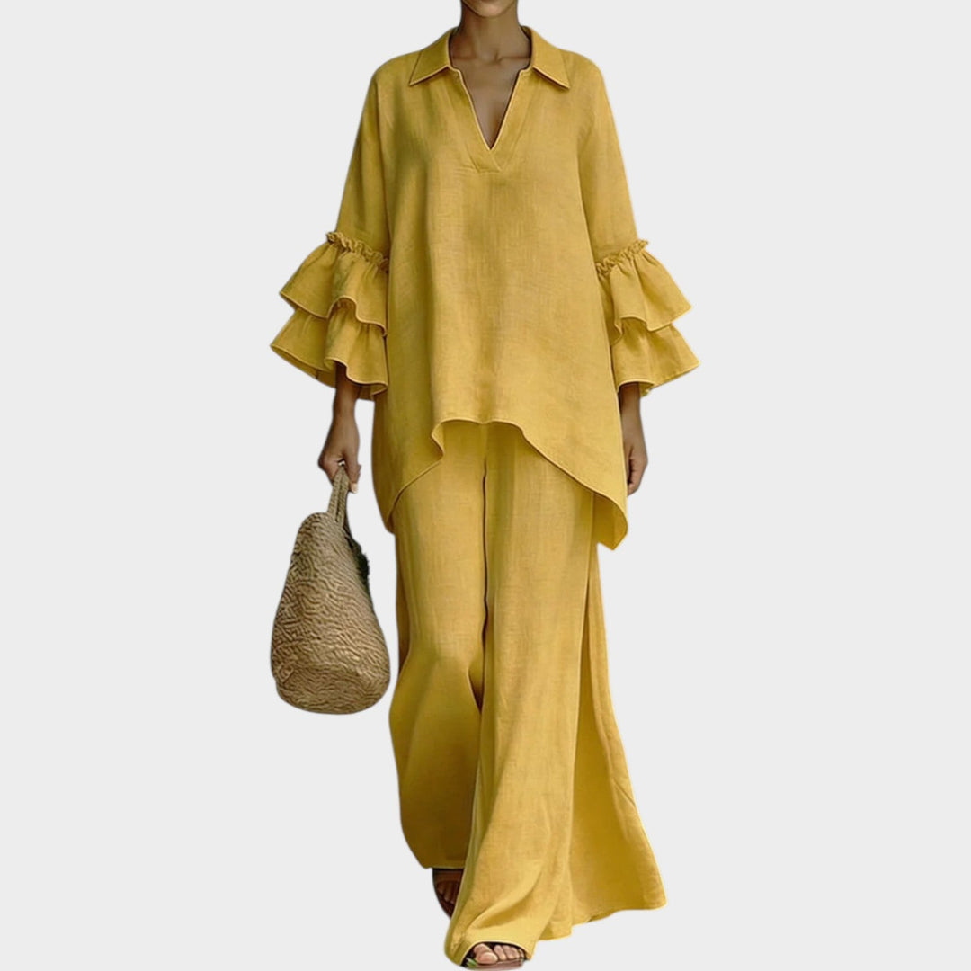 Ruffled Sleeve Two-Piece Set