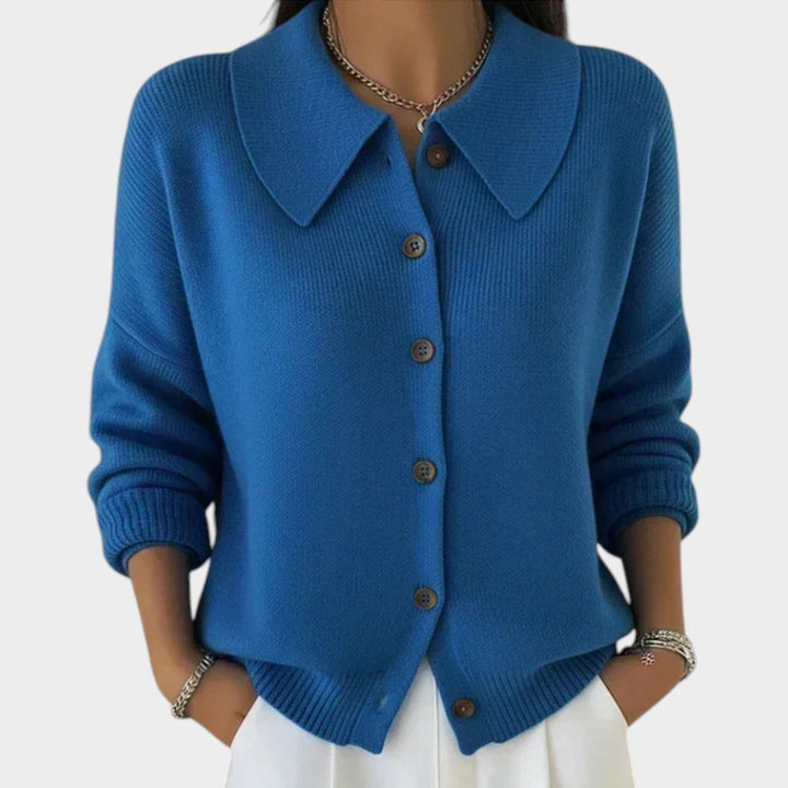 Women's Knit Cardigan Collared Button Front