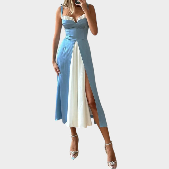 Elegant Contrast Slip Dress