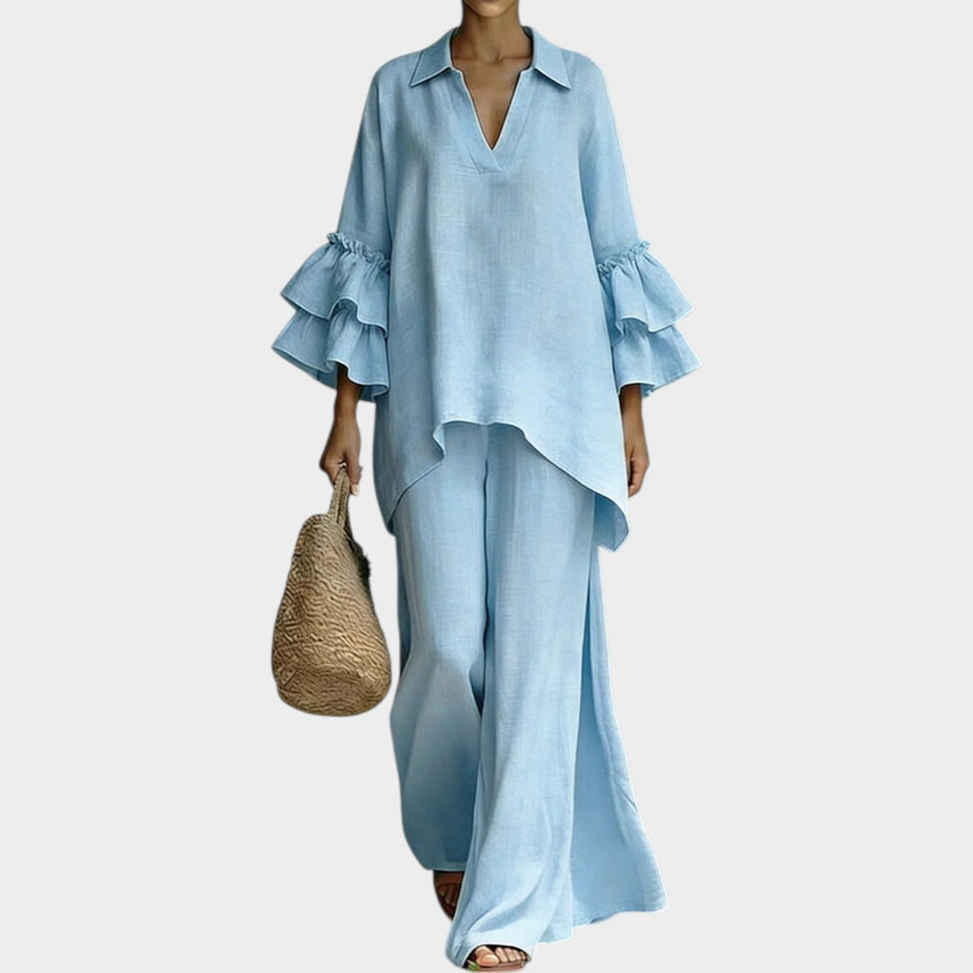 Ruffled Sleeve Two-Piece Set