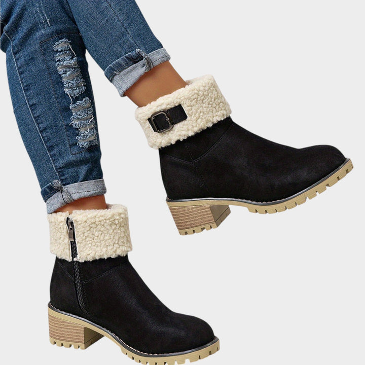 Women’s Ankle Boots Furry Collar Thick Sole Round Toe