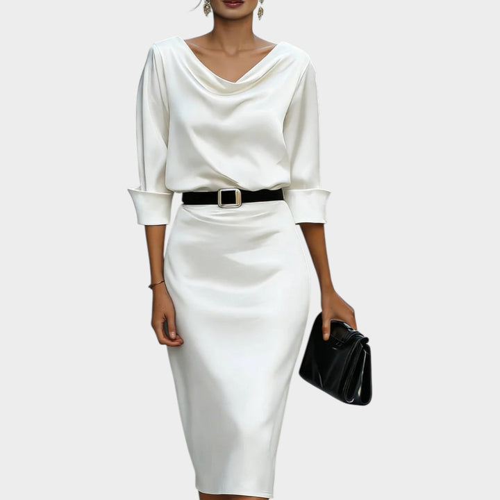 Luxe Satin Belted Midi Dress