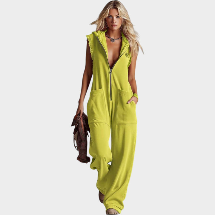 Casual Zip-Up Hooded Jumpsuit