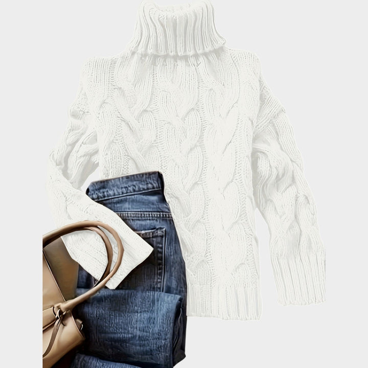 Women’s Cable Knit Sweater Turtleneck Chunky Long Sleeve