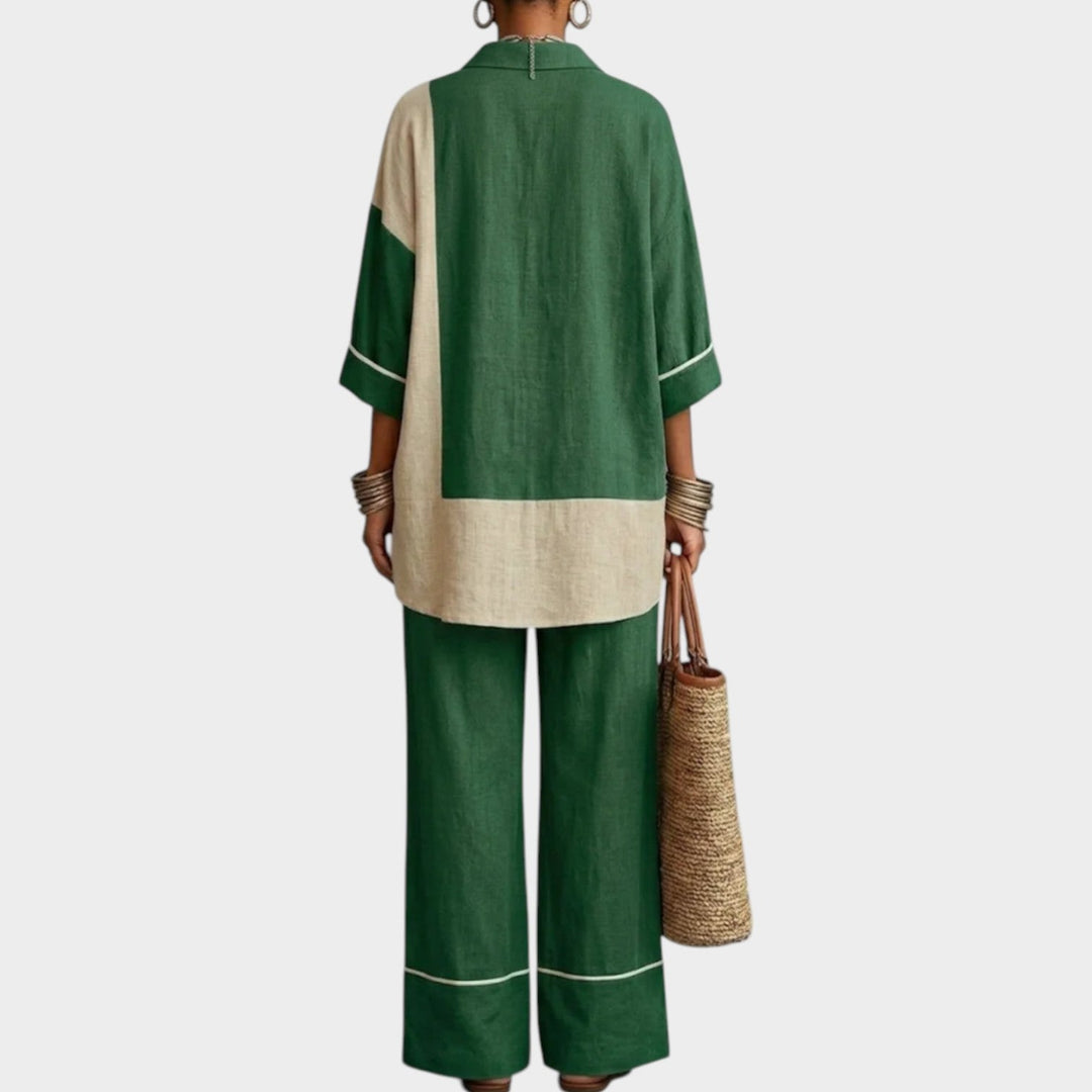 Color Block Relaxed Fit Two-Piece Set