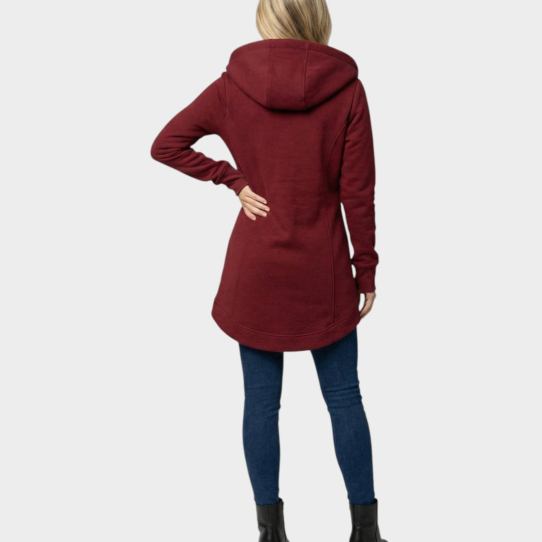 Women's Winter Parka Jacket Asymmetric Zip Long Line