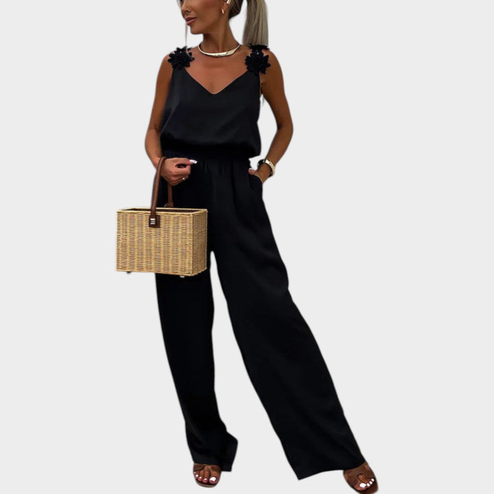 Floral Strap Wide-Leg Jumpsuit