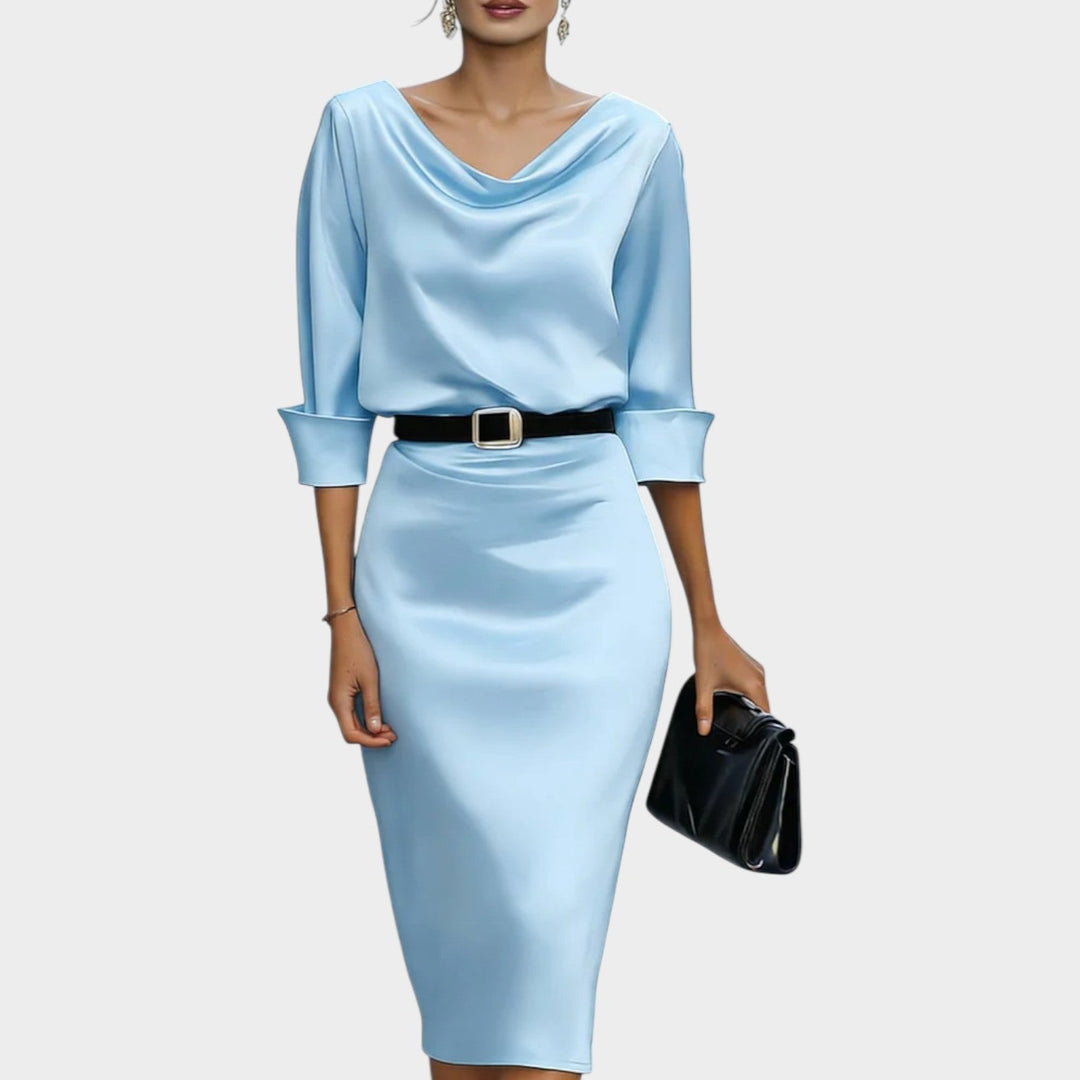 Luxe Satin Belted Midi Dress