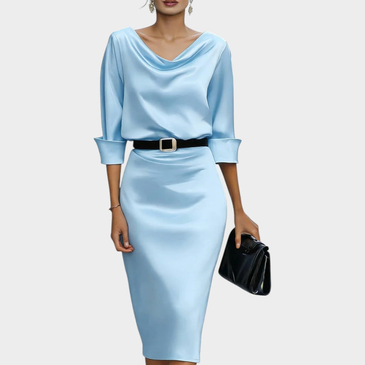 Luxe Satin Belted Midi Dress