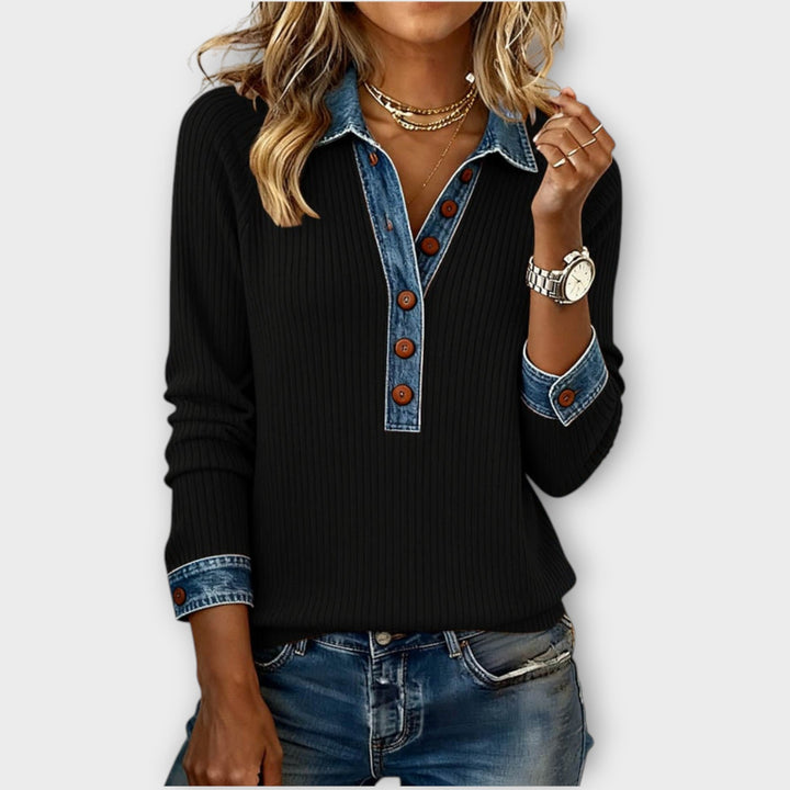 Women's Ribbed Knit Button Front Sweater