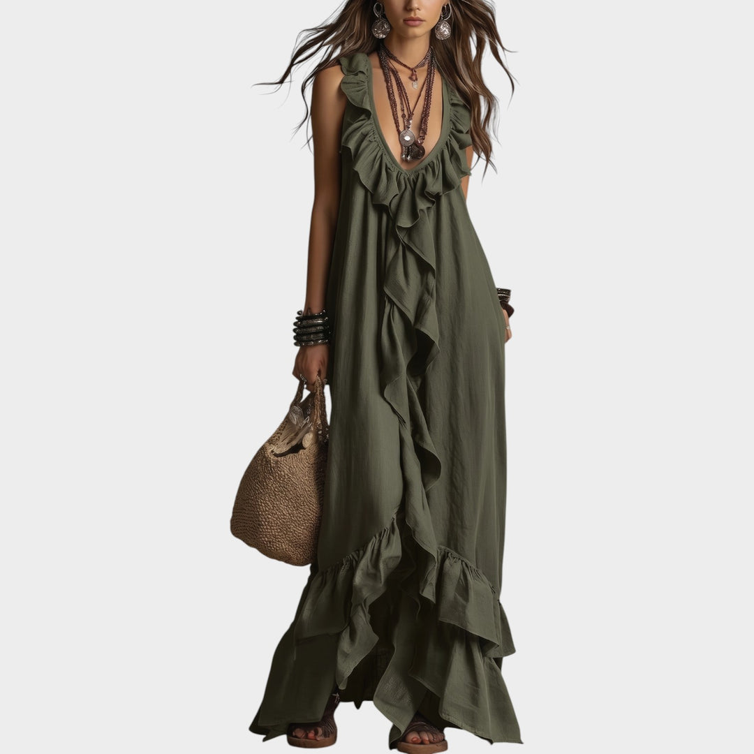 Boho Ruffle Maxi Dress