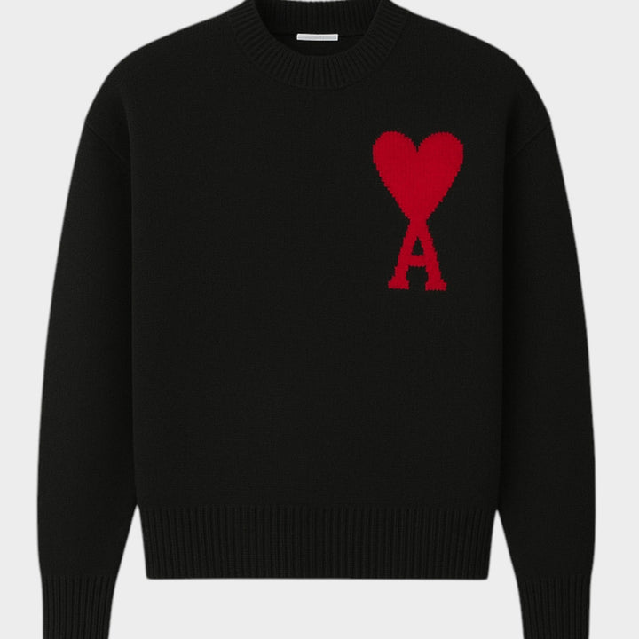 Women's Heart Embroidered Knit Sweater
