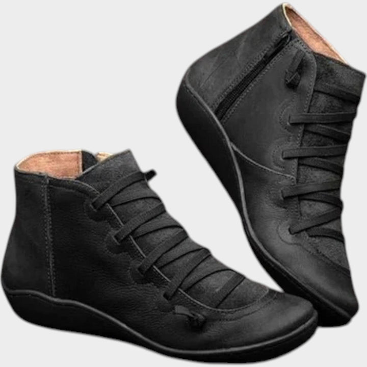 Women's Leather Ankle Boots Waterproof Lace Up