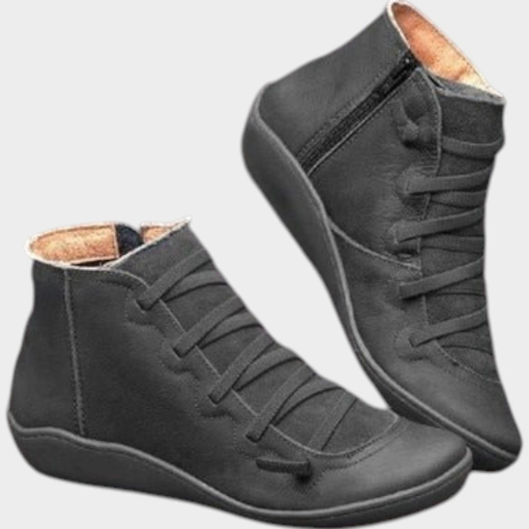 Women's Leather Ankle Boots Waterproof Lace Up