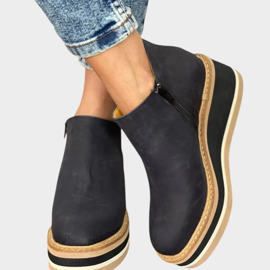 Women's Leather Ankle Boots Slip On Comfort Sole