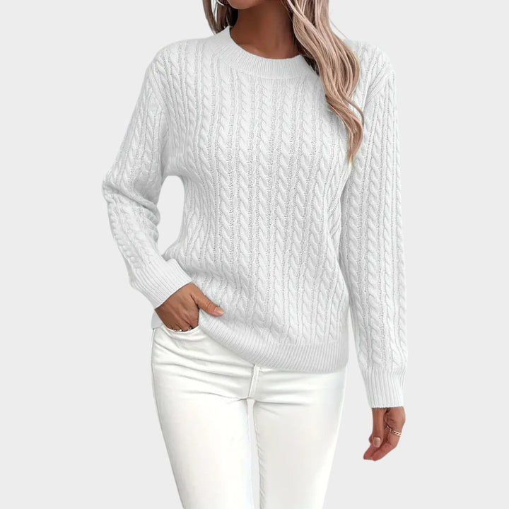 Cable Knit Crew Neck Long Sleeve Sweater