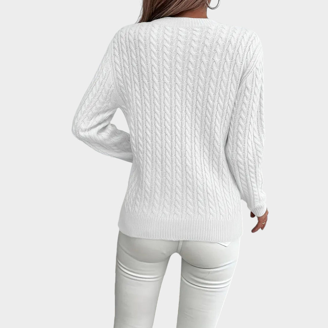 Cable Knit Crew Neck Long Sleeve Sweater