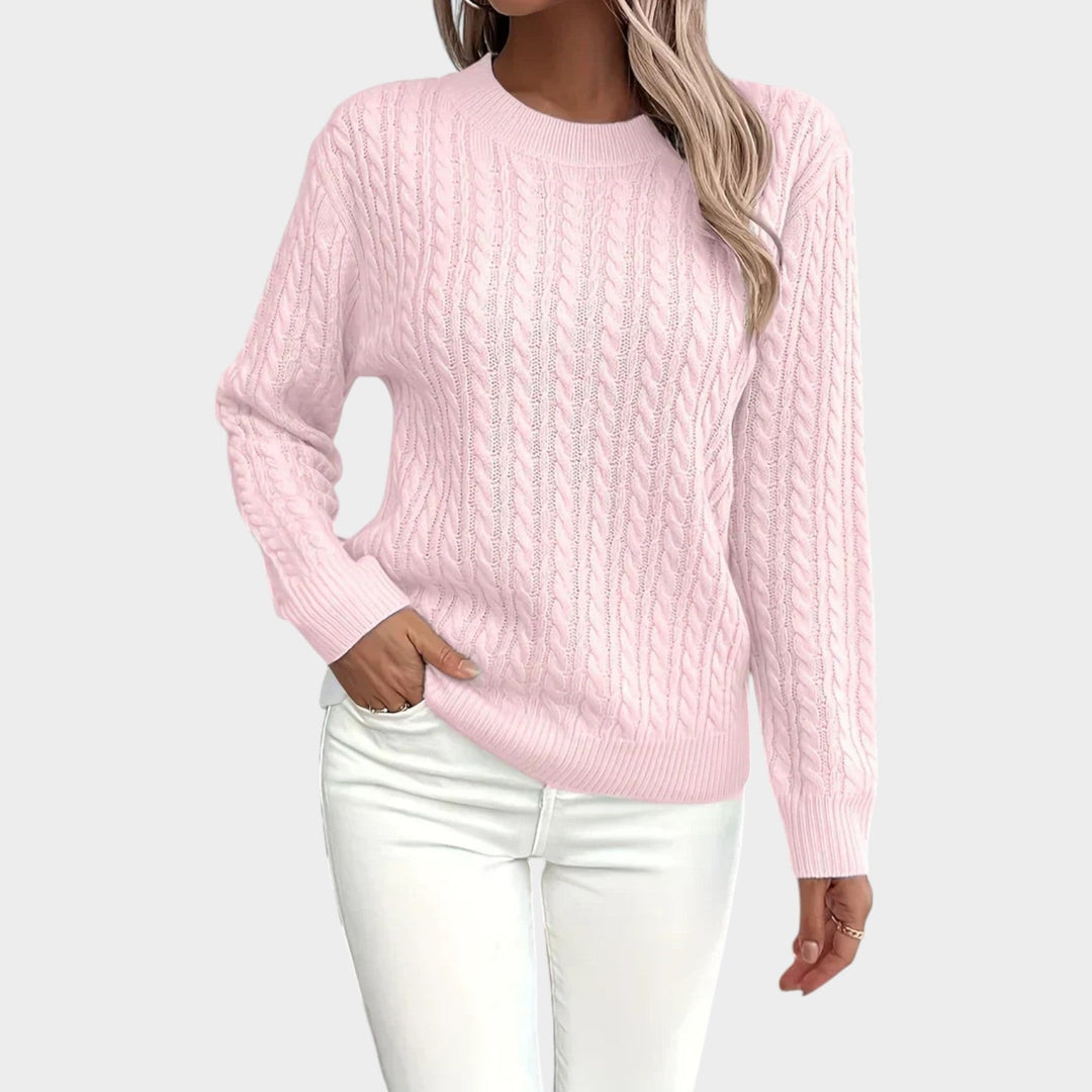 Cable Knit Crew Neck Long Sleeve Sweater