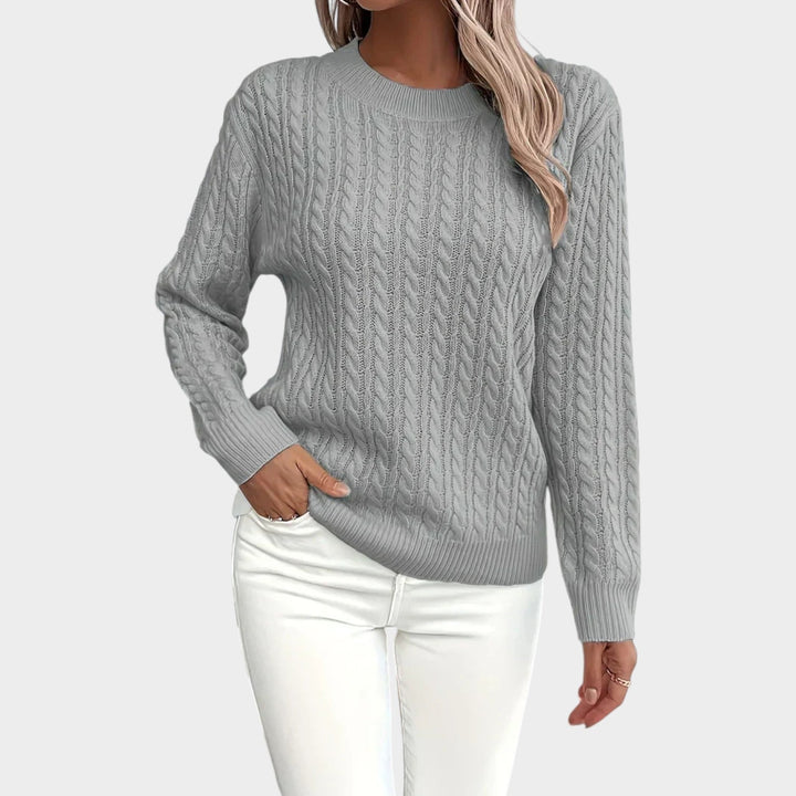Cable Knit Crew Neck Long Sleeve Sweater