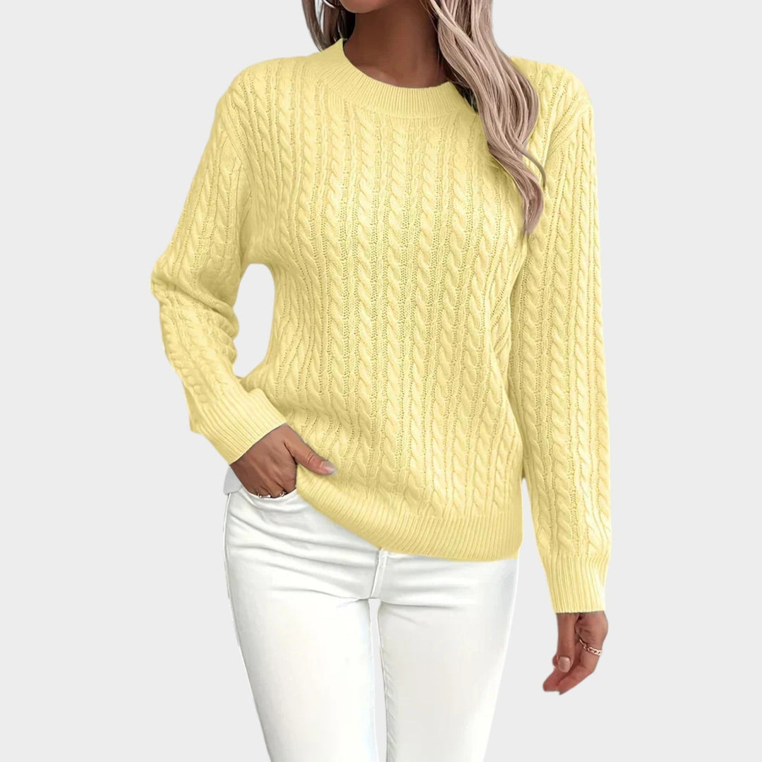 Cable Knit Crew Neck Long Sleeve Sweater