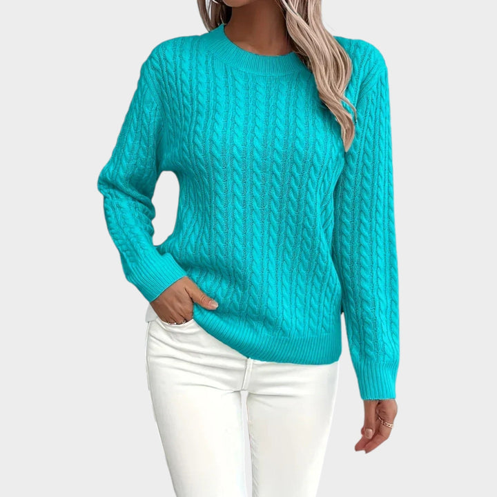 Cable Knit Crew Neck Long Sleeve Sweater