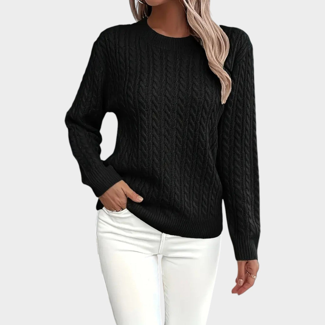 Cable Knit Crew Neck Long Sleeve Sweater