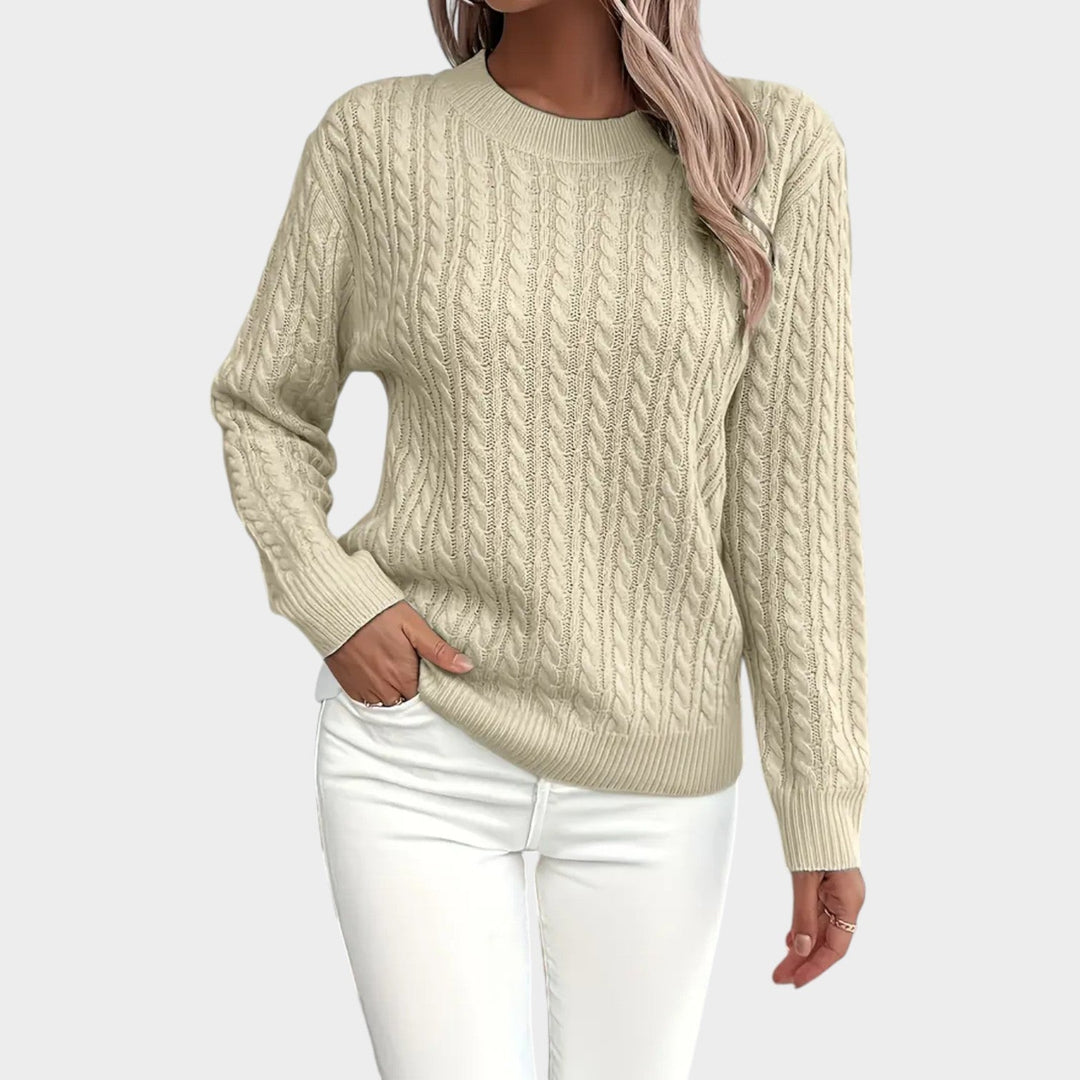 Cable Knit Crew Neck Long Sleeve Sweater