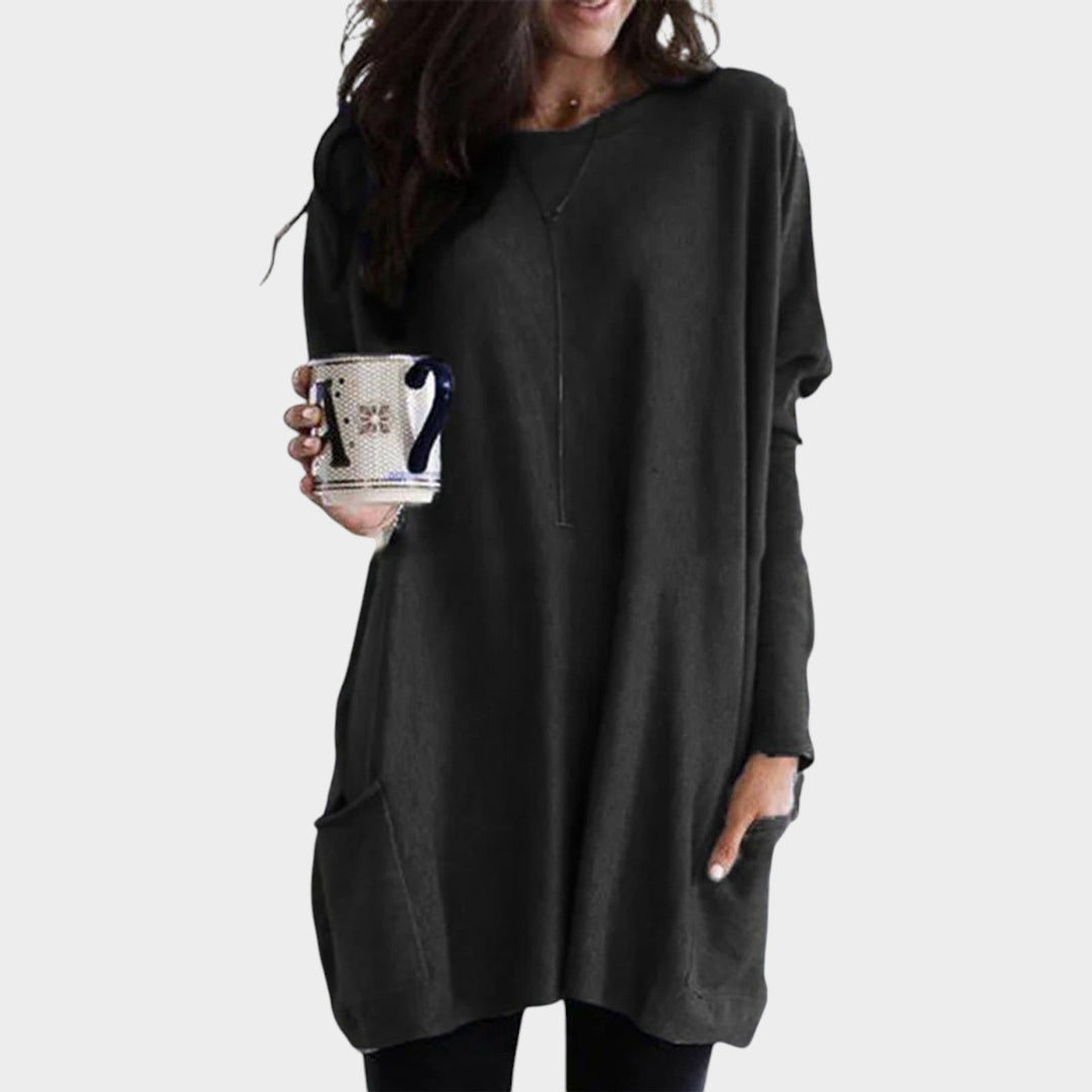 Women's Oversized Knit Sweater Practical Pockets Long Sleeve Tunic