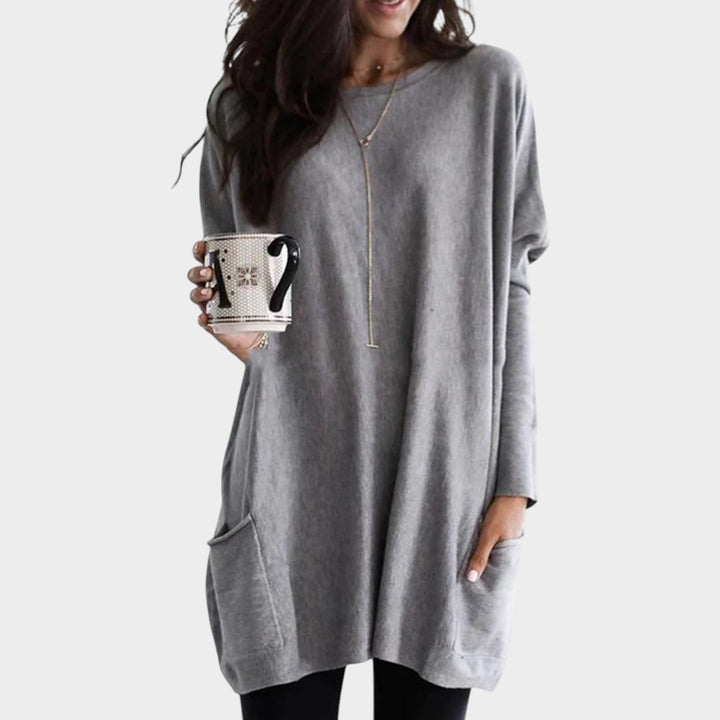 Women's Oversized Knit Sweater Practical Pockets Long Sleeve Tunic