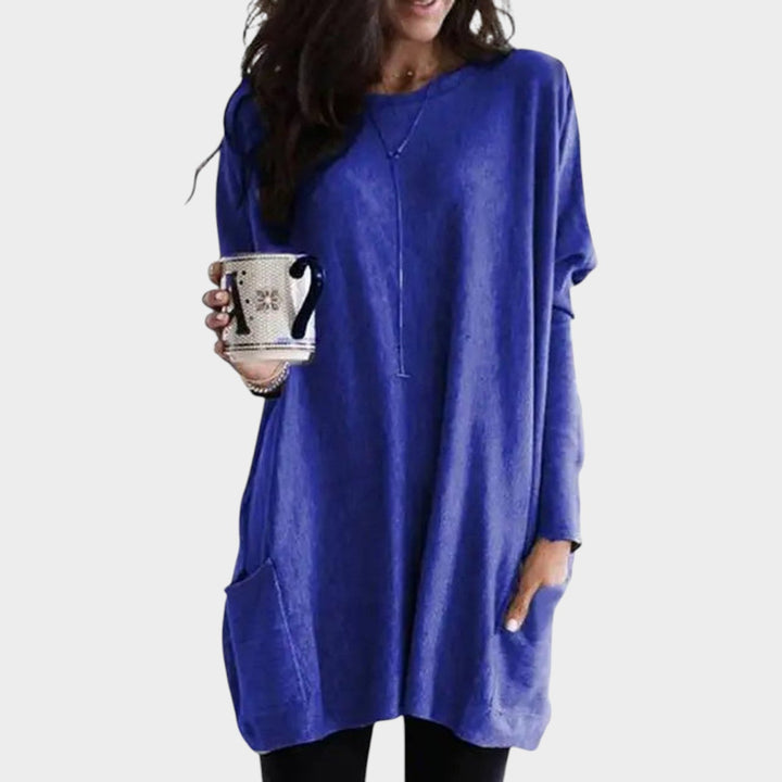 Women's Oversized Knit Sweater Practical Pockets Long Sleeve Tunic