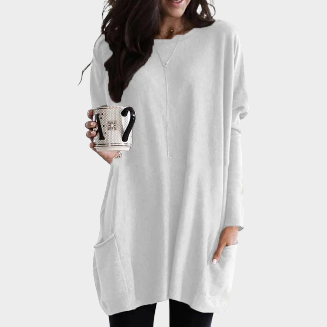 Women's Oversized Knit Sweater Practical Pockets Long Sleeve Tunic
