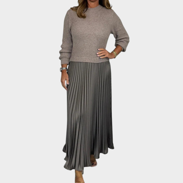 Knit Sweater & Pleated Skirt Set