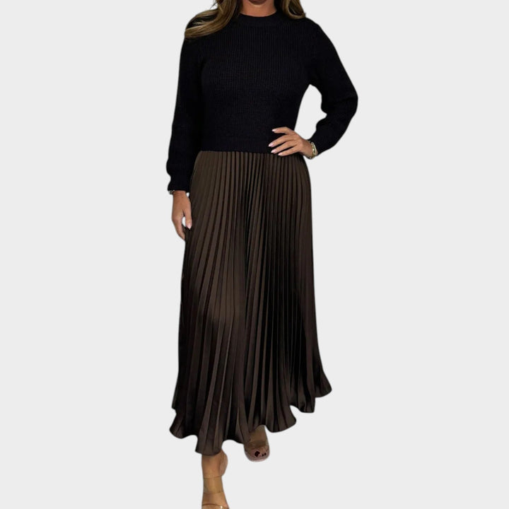 Knit Sweater & Pleated Skirt Set