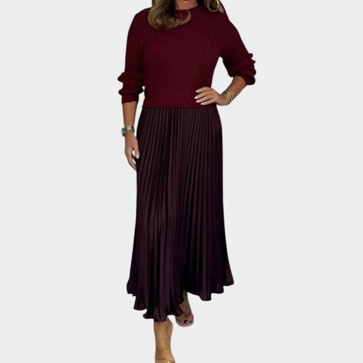 Knit Sweater & Pleated Skirt Set