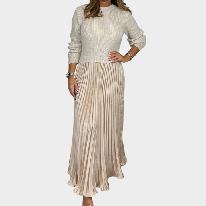 Knit Sweater & Pleated Skirt Set