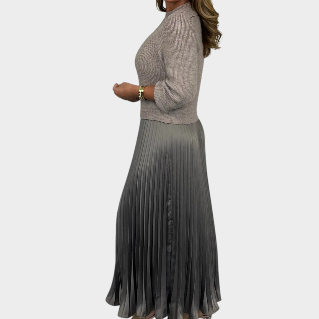 Knit Sweater & Pleated Skirt Set