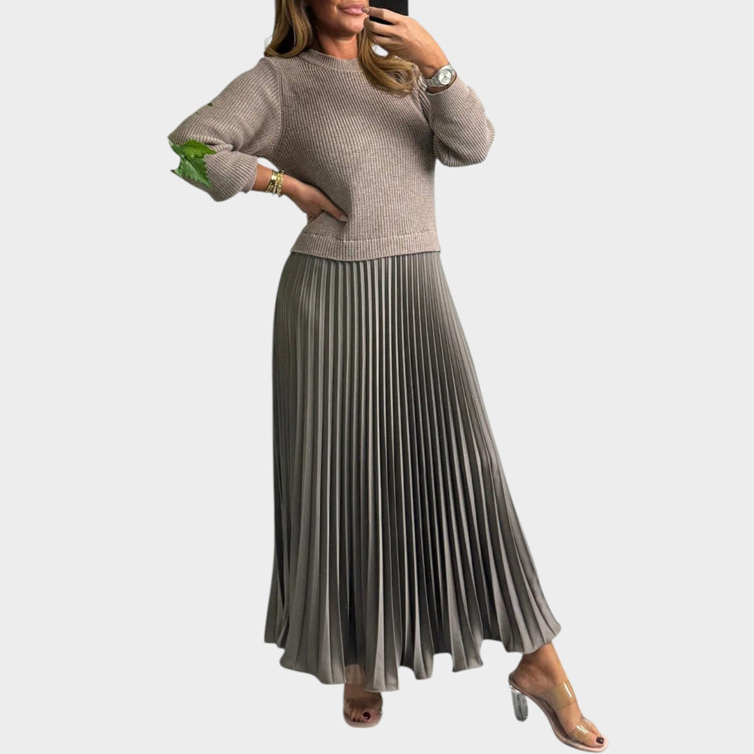 Knit Sweater & Pleated Skirt Set