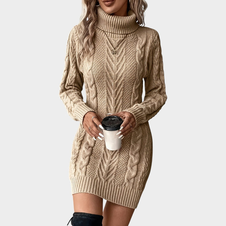 Cable Knit Pullover Sweater Dress