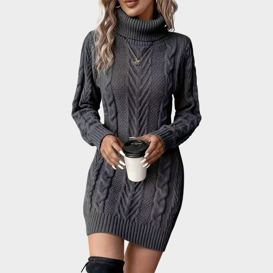 Cable Knit Pullover Sweater Dress
