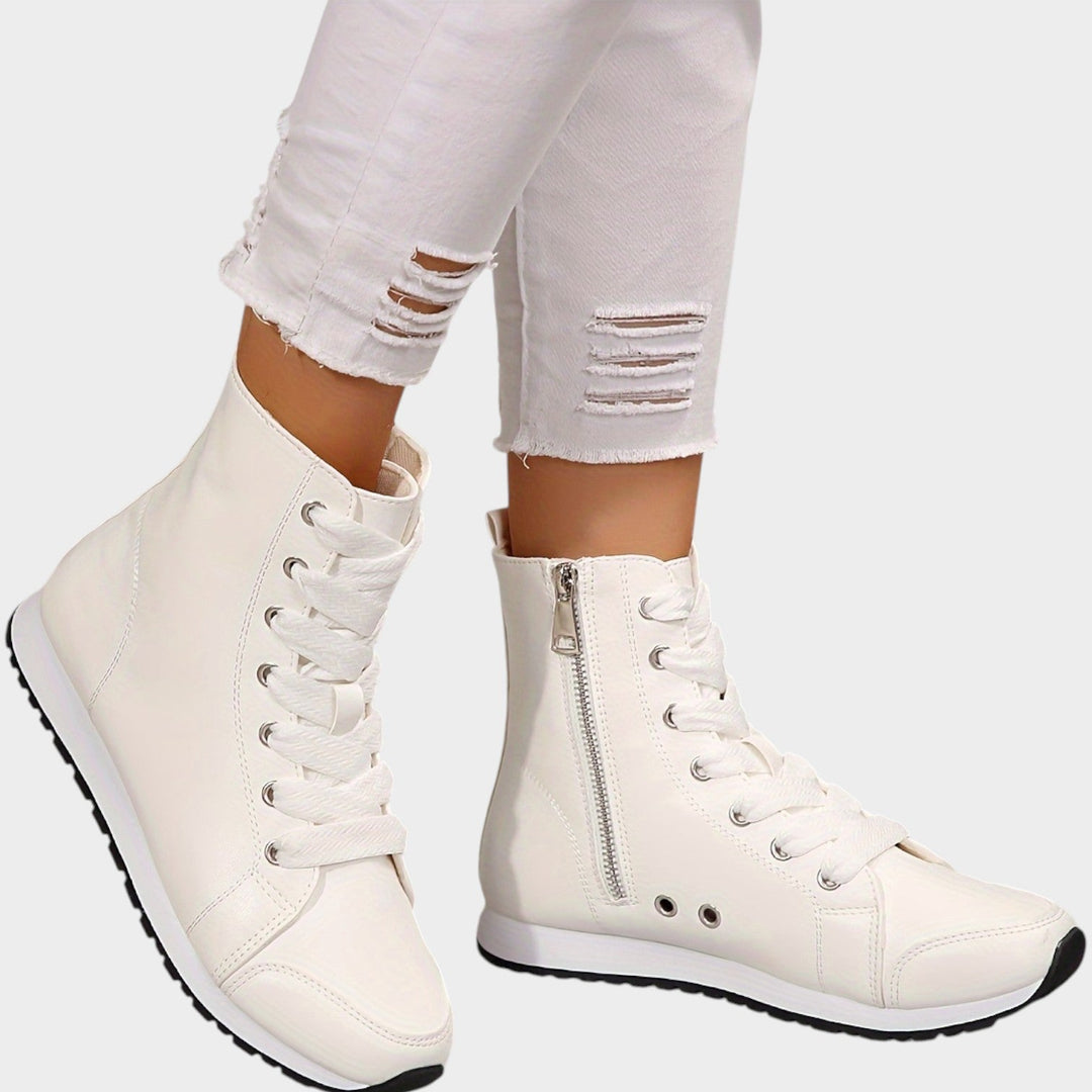 Women’s Ankle Boots Side Zip Lace Up Casual Style