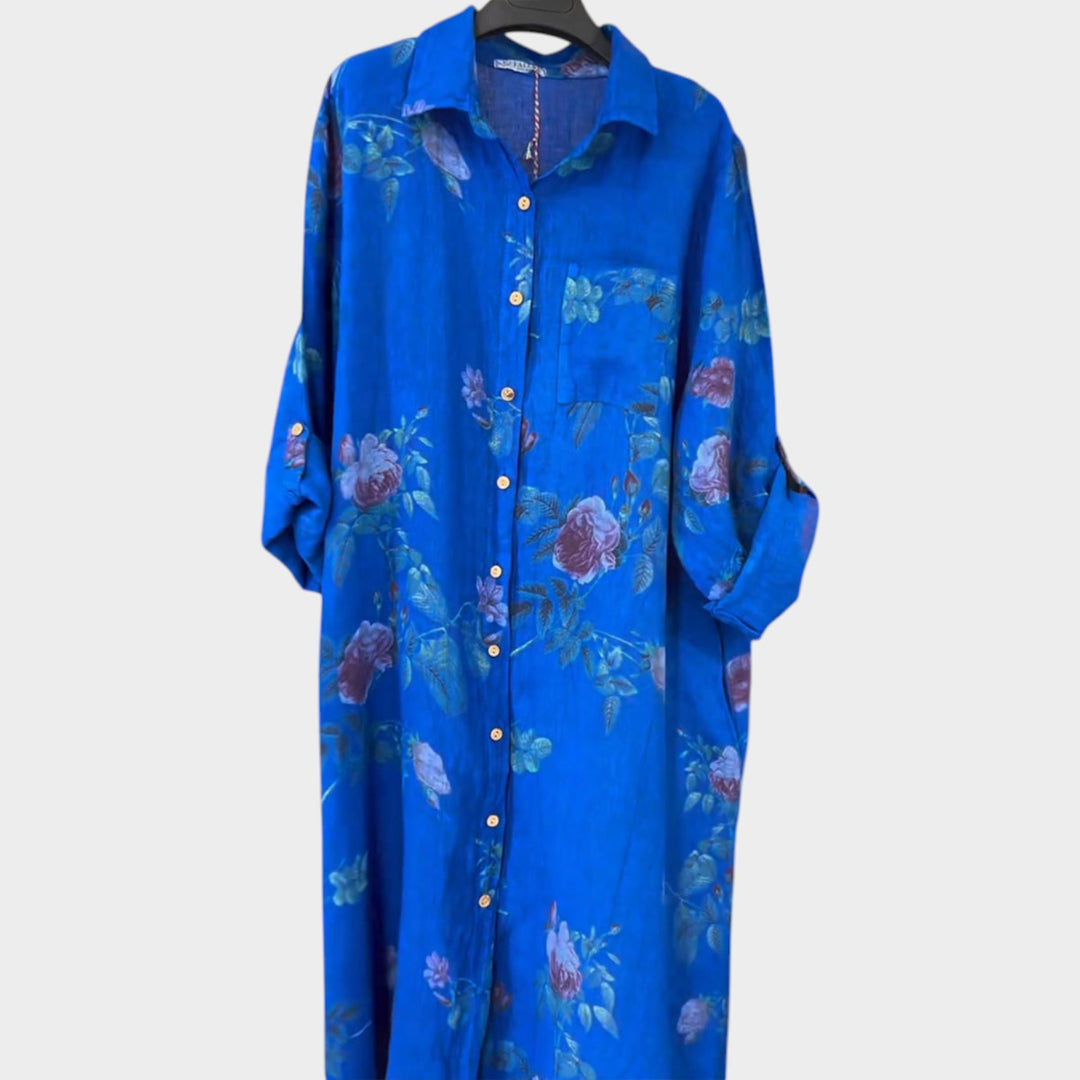 Floral Button-Down Shirt Dress